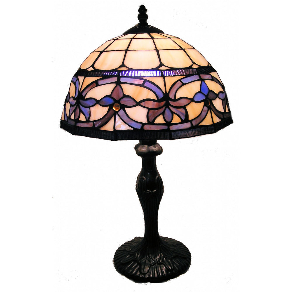 Blue Lattice Leadlight Table Lamp 12"